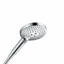 Hansgrohe 레인댄스 Select E 는 설치가 쉬운 12.7cm 5인치 핸드헬드 샤워 헤드로 모던 3 스프레인 파우더레인 레인 휠 타입 26037001 143539, 2.5 GPM, Chrome, Chrome_2.5 GPM