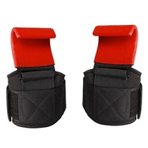 역도 바벨 역도스트랩무게 리프팅 그립 후크 핸드 바 피트니스 손목 스트랩 헤비 듀티 풀 업 파워 패딩 운, 02 빨간_01 1pcs