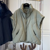 여성 경량 스탠드카라 덕다운 골프 반팔패딩