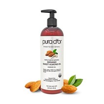 PURA DOR Organic Sweet Almond Oil (16oz) USDA Certified 100% Pure & Natural Carrier - Hexane Free Sk