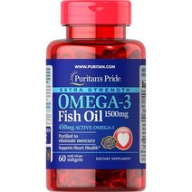미국직구 청교도 프라이드 엑스트라 스트렝스 오메가-3 피쉬 오일 1500Mg 450Mg 액티브 오메가-3 소프트겔스 60개 카운트, 수량, 상세참조