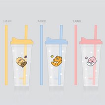 카카오프렌즈 투명 빨대 텀블러 물컵 춘식이 라이언 어피치 카페 커피 음료수, 라이언1277