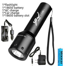 수중 랜턴 스쿠버 다이빙 라이트 zk20 슈퍼 밝은 led 손전등 전문 알루미늄 합금 다이버 플래시 토치 18650, 3.C