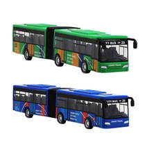 2피스 어린이 다이캐스트 모델 차량 셔틀 버스 자동차 장난감 작은 아기 풀 백 블루 & 그린, 01 green
