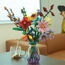 플라스틱꽃 꽃다발만들기 레고꽃다발 선물, 꽃 52002카네이션(랜덤)