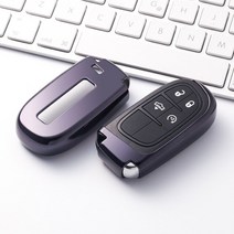 소프트 TPU 자동차 키 커버 케이스 키 체인 지프 그랜드 체로키 크라이슬러 300C 레니게이드 피아트 프리몬트 2018 2019 프로텍터 액세서리, 03 A- Purple Black