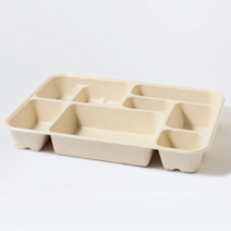 친환경 도시락 펄프용기 8칸 1300ml 50개 밀짚 PLA 뚜껑 포장 배달 일회용품, 펄프용기 8칸 1300ml+PLA뚜껑 50개