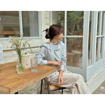 [리리앤코] 웰드빈 리본타이 빅카라 보트넥 블라우스