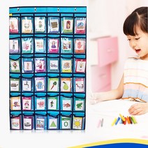 폴더블 투명 포켓 차트 표시 홈러닝 삽입 카드 홈 스케줄링 강의실 카드 가방, 36 Clear Pockets Chart