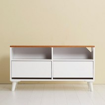 모던 투톤컬러 높은 티브다이 서랍장(100cm 3색) 대 폭좁은 티비장 수납형 클래식 TV, 오크