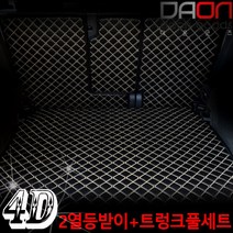 아이빌 폭스바겐 뉴티구안 신형퀼팅 4D 자동차 트렁크매트 + 2열등받이 풀세트, 올스페이스 7인승일체형, 블랙+블랙