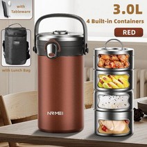 스테인레스 스틸 단열 휴대용 다층 락 상자 식품 용기 가방, 1800-2900ml, TTFH-purple-2.9L