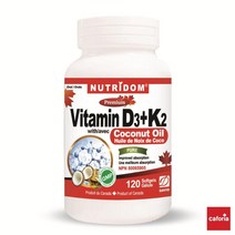뉴트리돔 비타민 D3 K2 120정 1000IU MK7 120mcg 캐나다산 카포리아, 1개