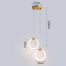 파워딜 골드 행잉 링 펜던트 조명 따뜻한 화이트 LED 램프 레스토랑 바 카페 U 모양, 07 C-2 heads_02 웜 화이트
