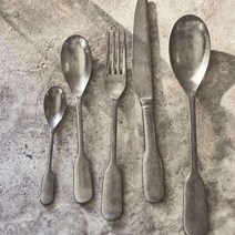 챠링월스 빈티지 피들 6종 커트러리 메인 나이프 디저트포크 디너 수저 티스푼 테이블 스테인레스, 사이드포크