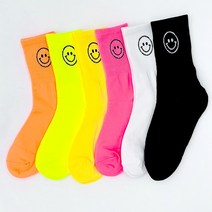 엘롱 여성용 스마일 중목 형광양말 레깅스 헬스 골프양말