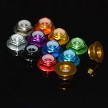 H-4mm M4 x p0.7 mm 다양한 색상 알루미늄 합금 (T6061) 모터 커버에 대 한 자동 잠금 나일론 삽입 육각 플랜지 너트 널링, Silver Color, Right hand
