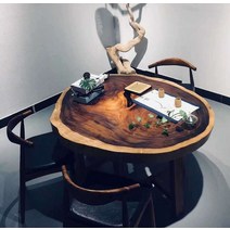원목 탁자 나무 원탁 통나무 고급 식탁 호두나무, 그린하트백단환테이블81x77x9cm내츄럴엣지