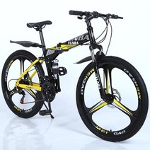 전기 산악자전거 MTB 광폭타이어 입문 출퇴근용 MTB 접이식 자전거 바퀴 두 개 차량 인증 크리스마스 선물, 07 yellow1_01 26Inch_01 21