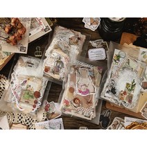 유쟈네 알찬구성 다이어리 세트 260P 스티커 세트 레트로 감성 빈티지 느낌 식물/꽃과 나비/ 커피/화구 종이 스티커 페이퍼 PET필름 다꾸 세트, C TYPE COFFEE