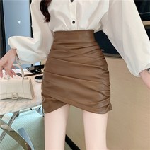 가을/겨울 새로운 높은 허리 스커트 여성의 검은 짧은 가죽 스커트 미니 스커트