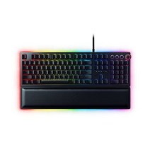 레이저 Huntsman Elite 게임용 키보드: 빠른 키보드 스위치 - 클릭식 광 Chroma RGB 조명 마그네틱 플러시 손목 받침대 전용 미디어 키 및 다이얼 클래식 블랙, Clicky Optical Switch