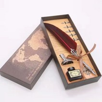만년필선물의미 입문 쓰는법 각인 파우치 케이스 잉크 충전 pen set retro gold feather pen 잉크 병 서예 쓰기 dip pen birthday gift 5, a