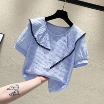 여아 프릴 쉬폰 반팔 블라우스 티셔츠