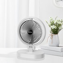 Zeresi 캠핑 휴대용 무선 미니 선풍기 접이식 탁상용 무소음탁상용 무드등, 화이트 블랙