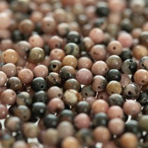 패션메이드 49 핑크로도나이트 장미휘석 라운드컷 2mm 3mm 1줄 DIY 시드비즈 천연 원석 재료 팔찌 반지 만들기