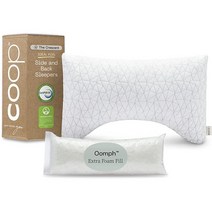 Coop Home Goods -조절 가능한 프리미엄 로프트 - 저자극성 충전재 Certipur 인증 메모리폼 베개 벗겨서 세탁 가능한 커버 포함., Cut-out White