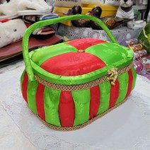 [신박한 잡화] 고급 색동 초록색 반짇고리함 바느질함 혼수용품