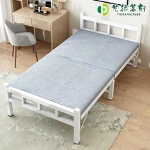 좁은방침대 원룸 기숙사 철제 오피스 싱글 침대 화이트 너비 90cm, 강화되고 조용한 (사각 튜브) 폭 80cm 및 다채로운