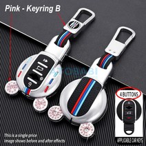 미니쿠퍼 아연 합금 자동차 키 케이스 스마트 체인 원격 제어 Fobs 보호대 커버 BMW 미니 쿠퍼 S F60 F57 F, 4BT-B-Pink