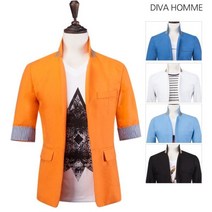 디바옴므 7부 린넨 카라배색 자켓-푸랑