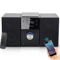 레너버 미니 휴대용 블루투스 스피커스테레오 시스템 미니 컴포넌트 30W CD 플레이어 FM/블루투스 호환/US, 03 black 2