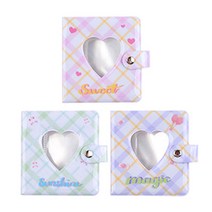 1단 바인더 3공 포카 콜북 키링 PVC 파스텔, 파스텔체크 3종, PVC 100P