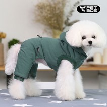 펫보스 강아지 애견 야상 패딩 올인원, 그린