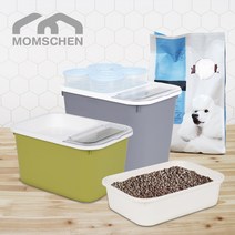 맘스첸 대용량 강아지 사료보관통 사료통+간식통 4p, new라이트그레이, 10kg