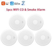 연기검지기 화재경보기 연기센서 일산화탄소중독 연기검지기 CO경고감지기Tuya WiFi 조합 연기 일산화탄소, 05 5pcs WIFI CO Smoke