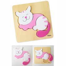 인지향상용 원목 동물퍼즐 세조각 두돌아기 끼우기, 오리 (V59929)