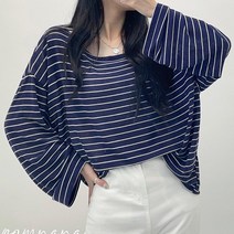 봉시스터즈 루즈핏단가라박스티 여성티셔츠 여자티 긴팔 단가라 긴소매 라운드 박스티 롱티 루즈핏 가을티 가을신상