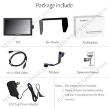 FEELWORLD-5.5 인치 4k 휴대용 카메라 DSLR 필드 모니터 HDMI 입력 출력 소형 풀 HD 1280x720 IPS 틸트 암 전원 S55, s55us, S55US