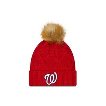 ERA 여성용 Era 레드 Washington Nationals Luxe Cuffed Knit Hat with Pom