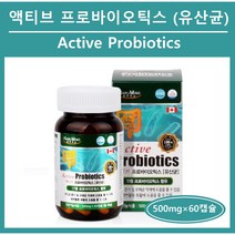 프로바이오틱스 유산균 분말 가루 캡슐 캐나다 100억 LGG 엘지지 유산균 락토바실러스 람노서스 불가리쿠스 비피도 장 영양제 액티브 어린이 청소년 직장인 임산부 부모님 추천, 액티브 프로바이오틱스 (500mg×60캡슐), 1병