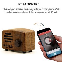 자작스피커 우드 나무 인테리어 휴대용 효과 5w 600mah 스테레오 베이스 레트로 빈티지 bt 스피커 fm 라디오, 검은색
