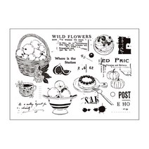 날인기 불박기 생산날짜 유통기한 자동 인쇄기 빈티지 클리어 스탬프 레트로 요소 Tranperant 실리콘 카드, 06 6-Harvest farm