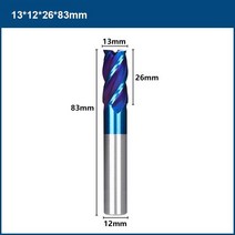 밀링머신 밀링커터 부속 XCAN HSS 엔드 밀 금속 커터 알루미늄 밀링 공구 CNC 라우터 비트 4 플루트 2-13, 15 13xD12x26x83L