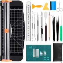 Famomatk 비닐 키트용 공예 제초 도구 27개 유틸리티 나이프 비닐 제초 도구 세트 30.5cm(12인치) 종이, 01 블랙.