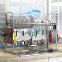 스테인리스강 식기 선반 주방 수조 선반 저장물 써레 평대 써레 Dapur, 120cm, 1 층